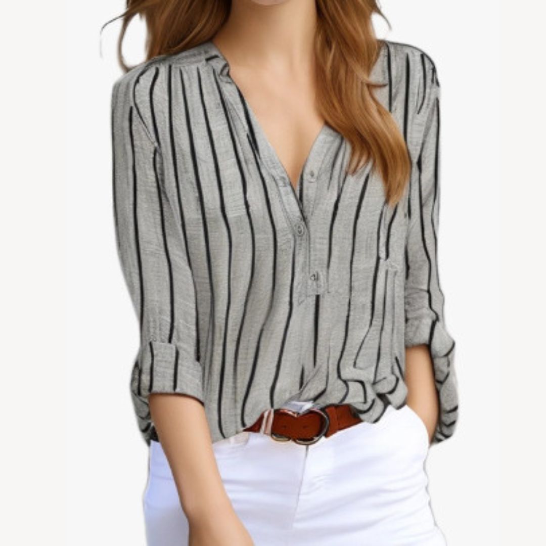 Cotton Blend Striped Shirt Women