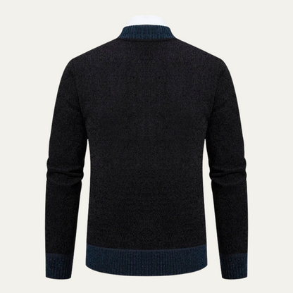 The Clapham Men's Embroidered Smart Knit Zip Cardigan