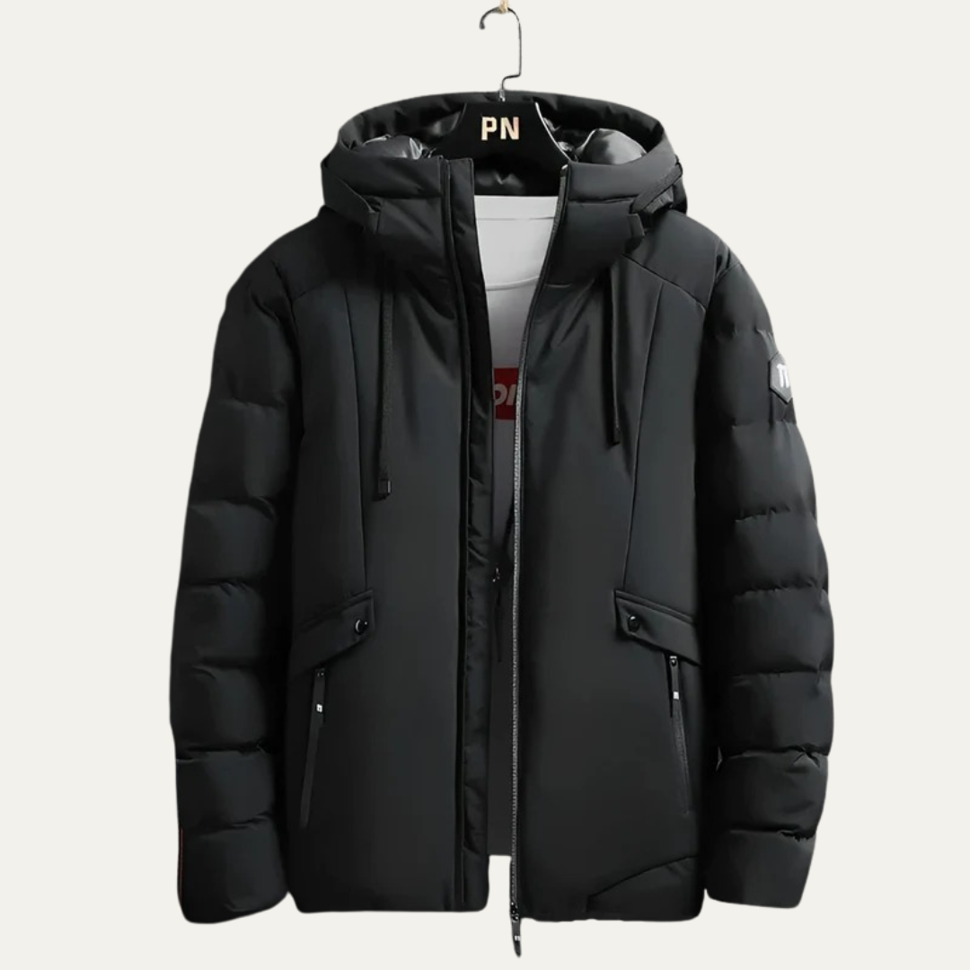 Men’s Hooded Wide Quilt Full Zip Puffer Jacket