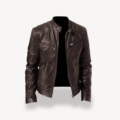 Men's Leather Zip-up Biker Jacket