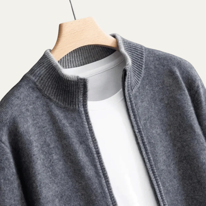 Men’s Modern Collarless Zip Up Cardigan