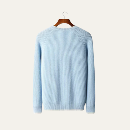 Men’s Ribbed Crewneck Sweater with Contrast Trim