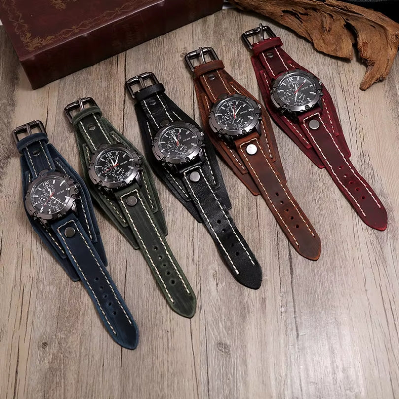 Men’s Cavalier Leather Watch | Vintage Style – Handcrafted Cowhide Strap