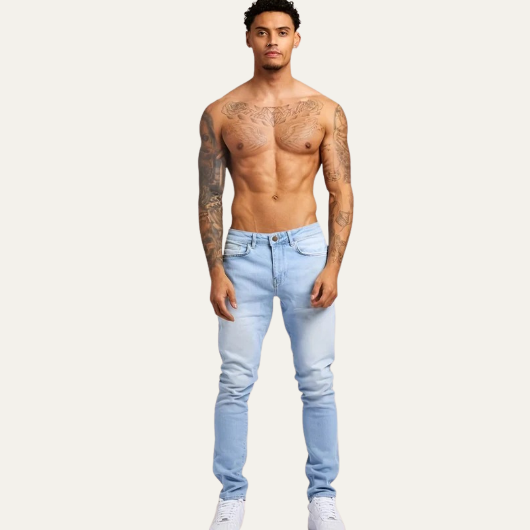 Men’s Distressed Skinny Low Rise Jeans