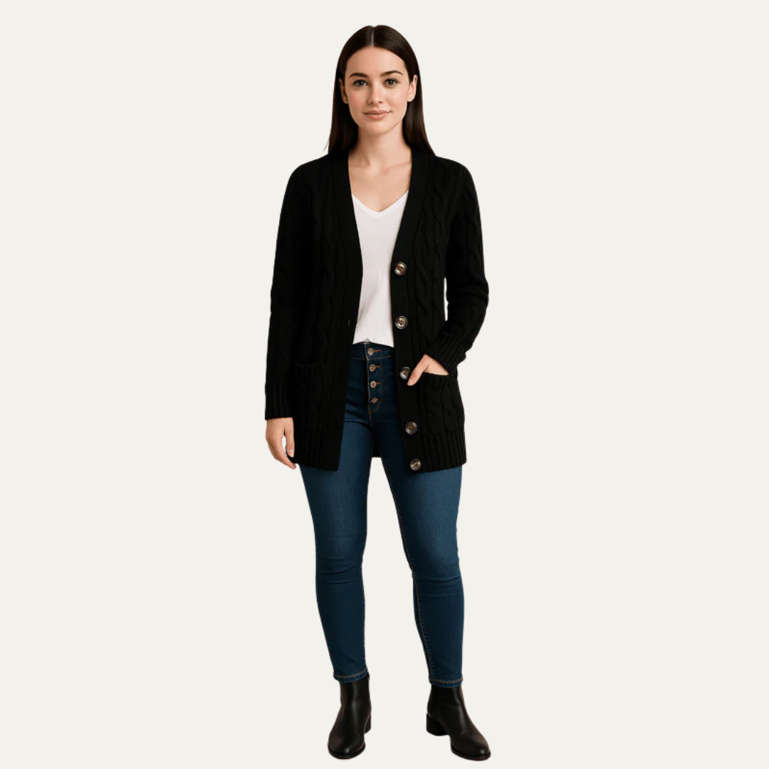 Women’s Cable Knit Button-Front Cardigan
