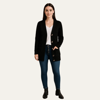 Women’s Cable Knit Button-Front Cardigan