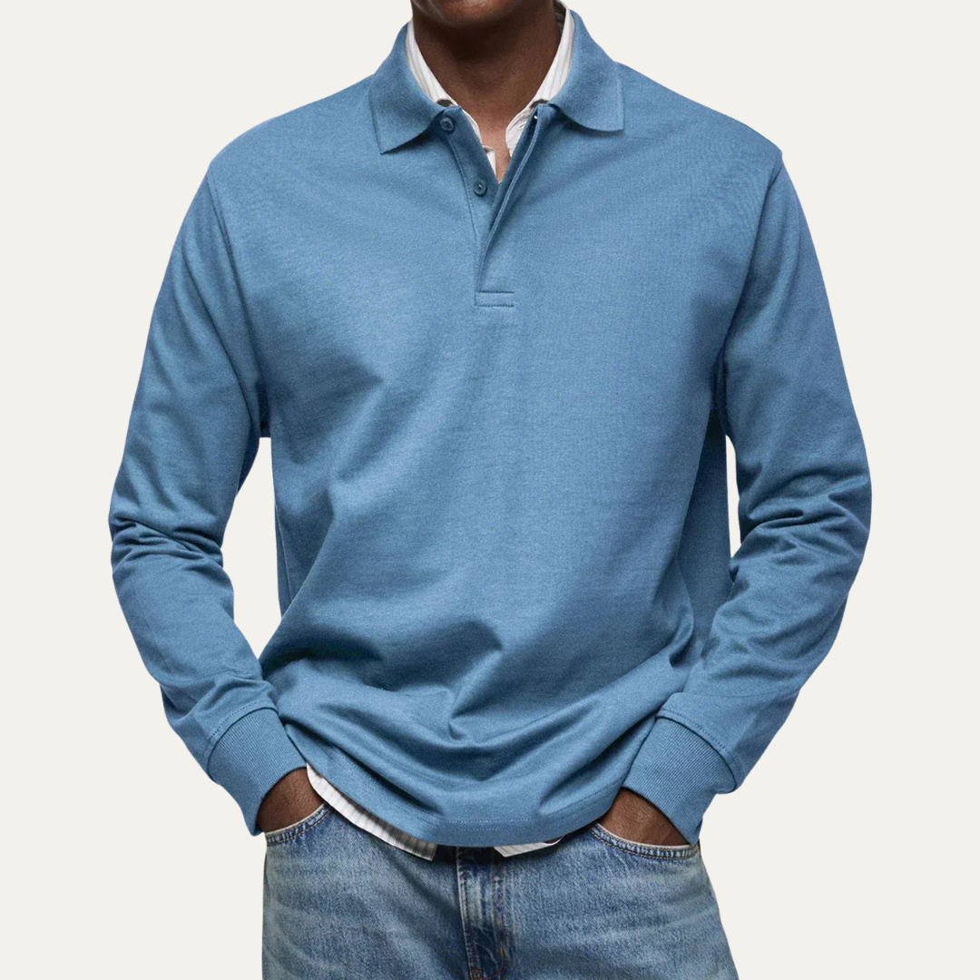 Men’s Long Sleeve Polo in Heavy Jersey Knit