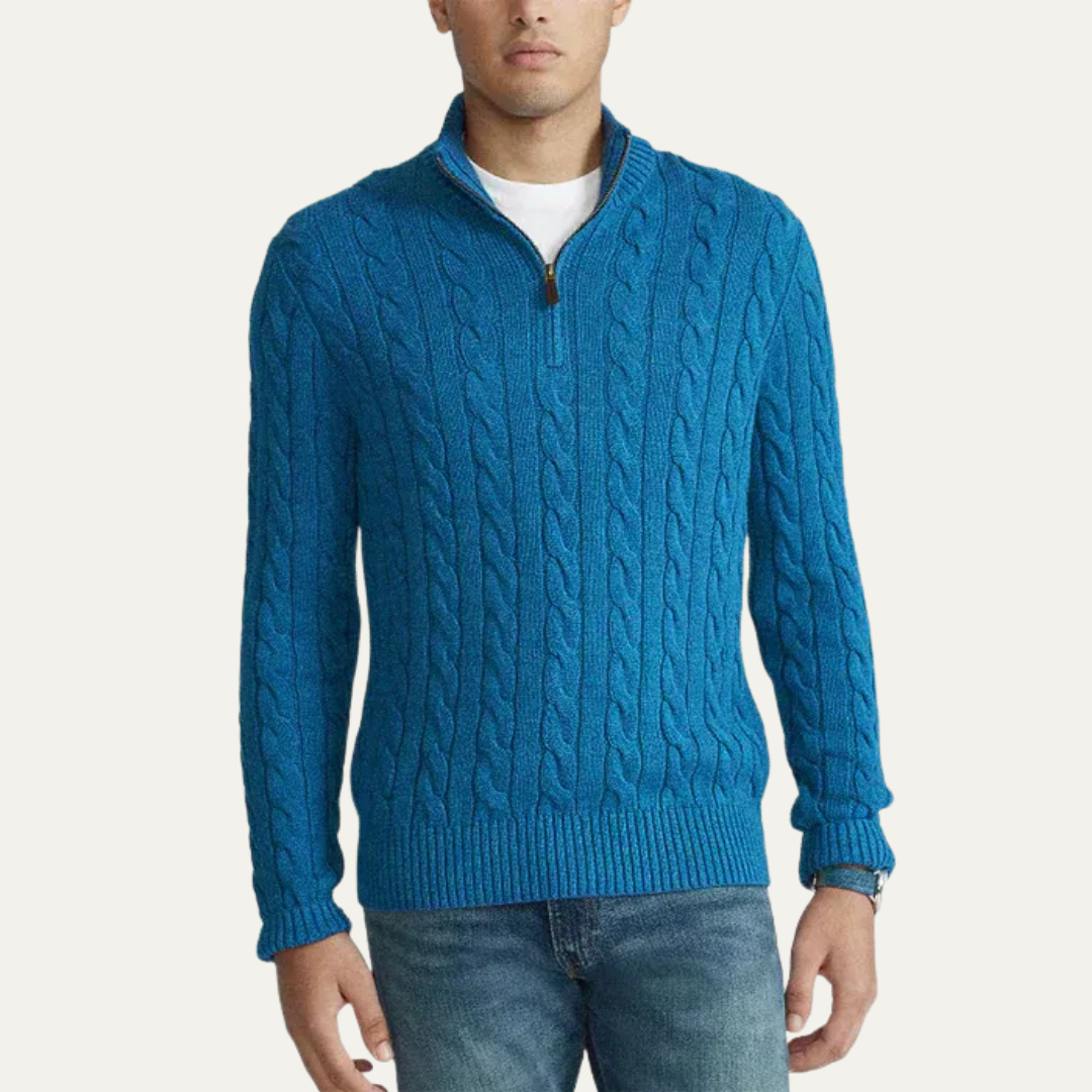 Men’s Heavy Cable Knit Design Sweater