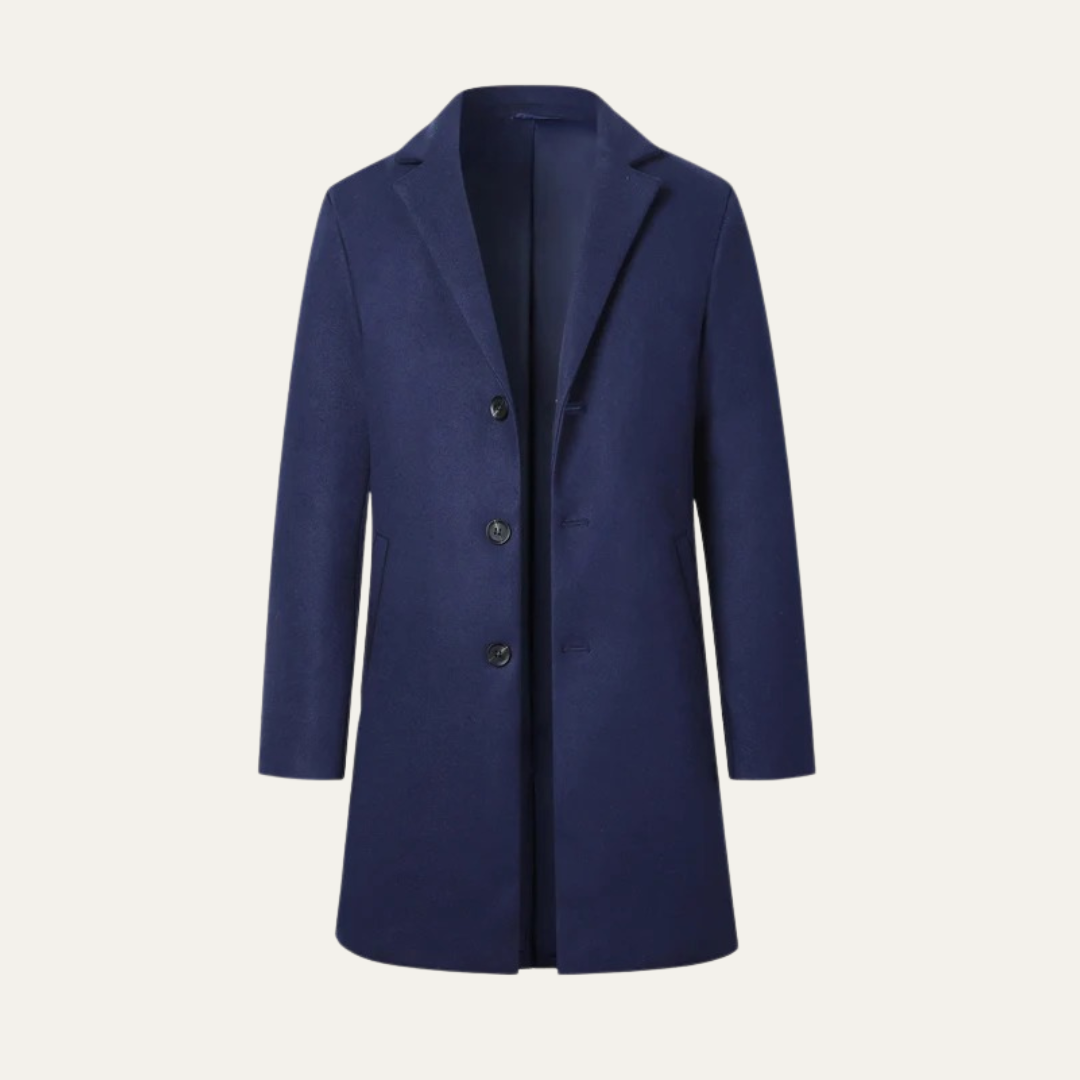 Men’s Classic Single-Breasted Long Overcoat