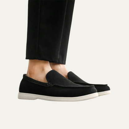 Men’s Suede Driving Moccasins with Metal Keeper Detail