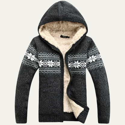The Porto Azzurro Men’s Knit Zip Up Jacket with Nordic Pattern