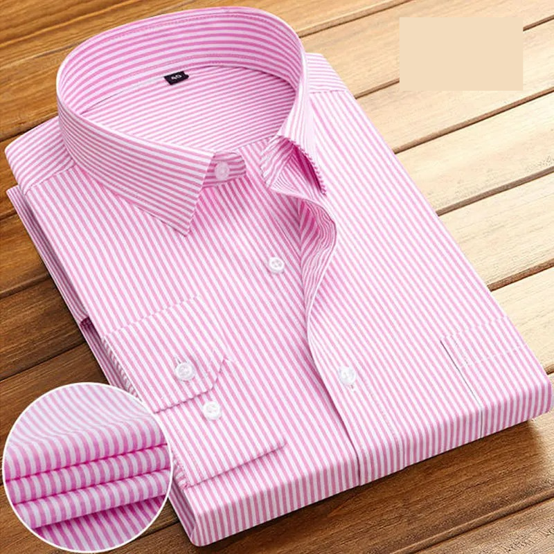 Classic Men's Striped Long Sleeve Dress Shirt