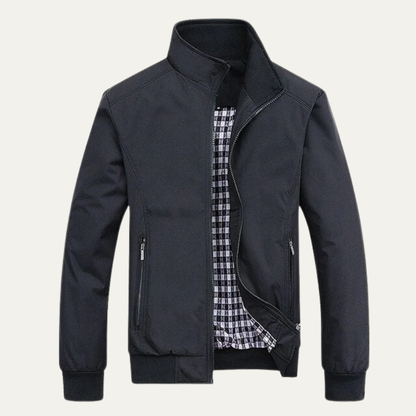 Men’s Summer Lightweight Plaid Lined Bomber Jacket