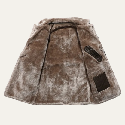 Men’s Faux Leather Coat with Shearling Lining