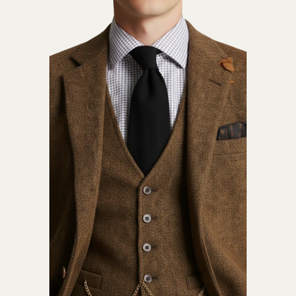 Men’s Textured Tweed Three Piece Suit