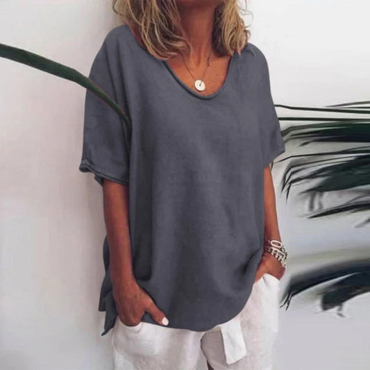Women's Loose Linen Blend T-Shirt
