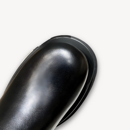 Woman’s Black Leather Chelsea Boots - Chunky Sole, Slip-On, Durable, Stylish Casual Footwear