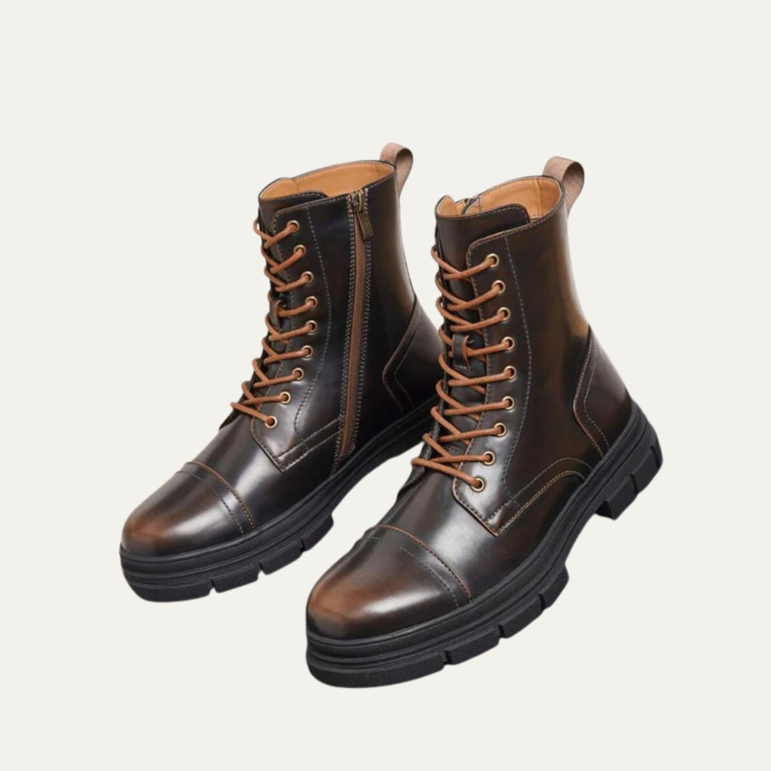 Men’s Cap Toe Combat Boots with Side Zipper
