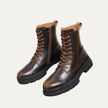 Men’s Cap Toe Combat Boots with Side Zipper