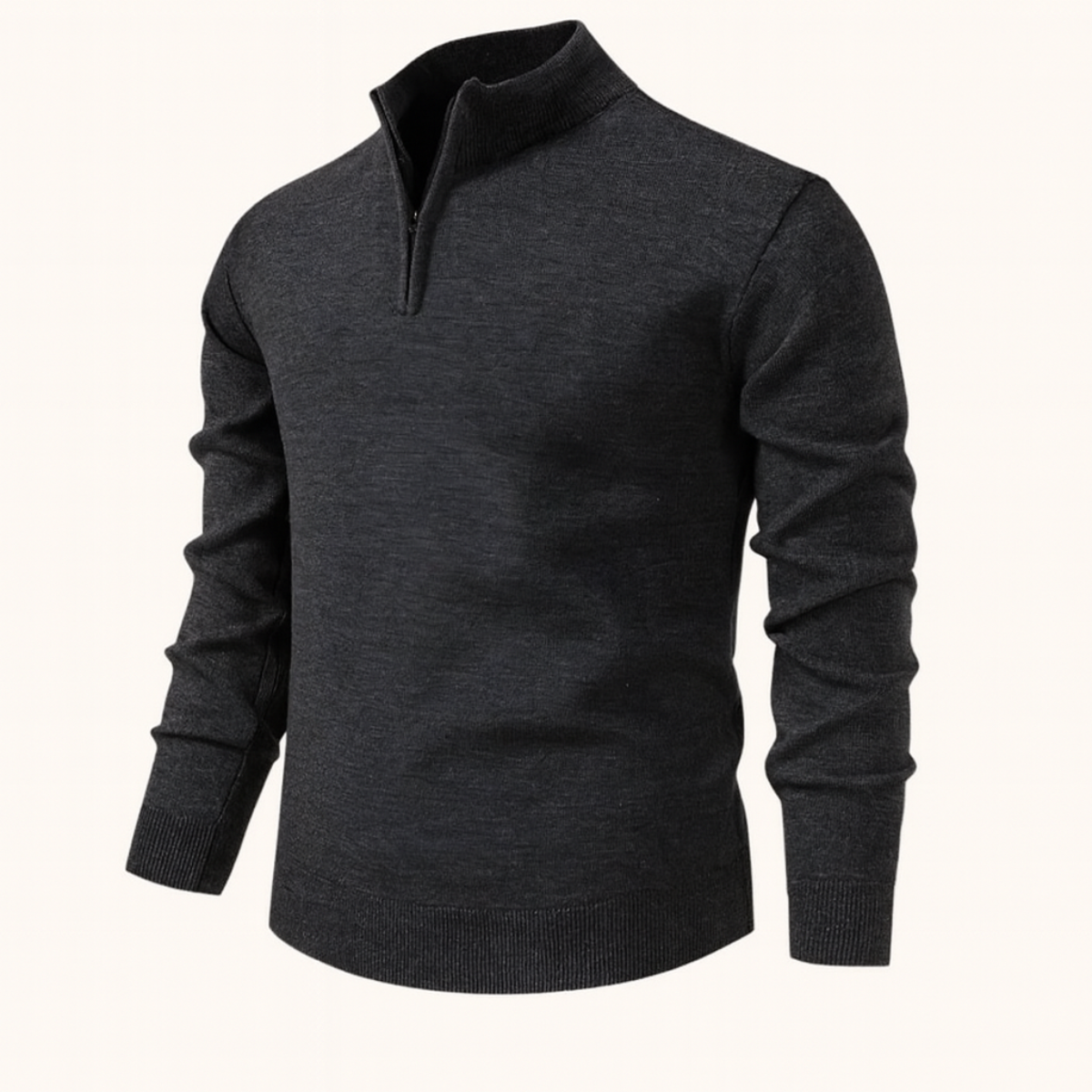 Men’s Solid Quarter Zip Stand Collar Pullover
