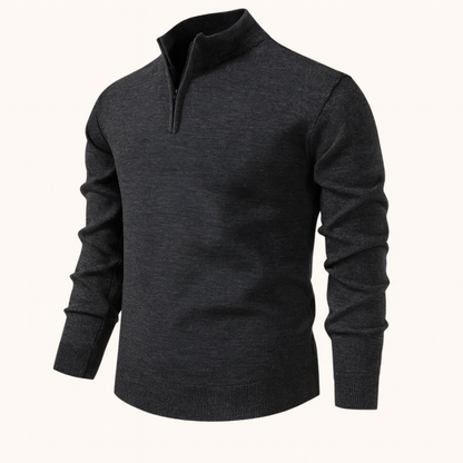 Men’s Solid Quarter Zip Stand Collar Pullover