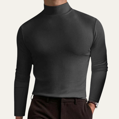 Men’s Smooth Mock Turtleneck Long Sleeve Shirt