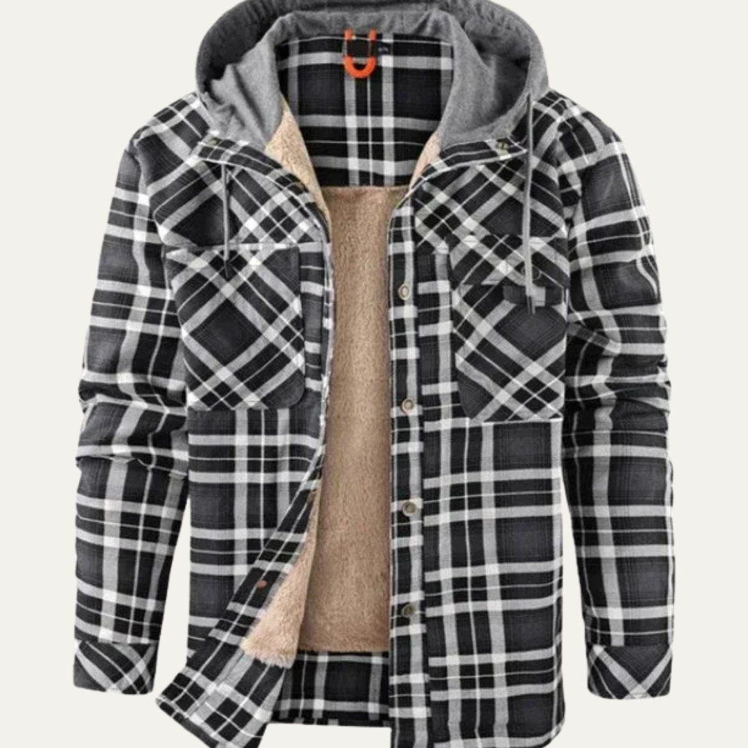 Men’s Hooded Plaid Flannel Shirt Jacket