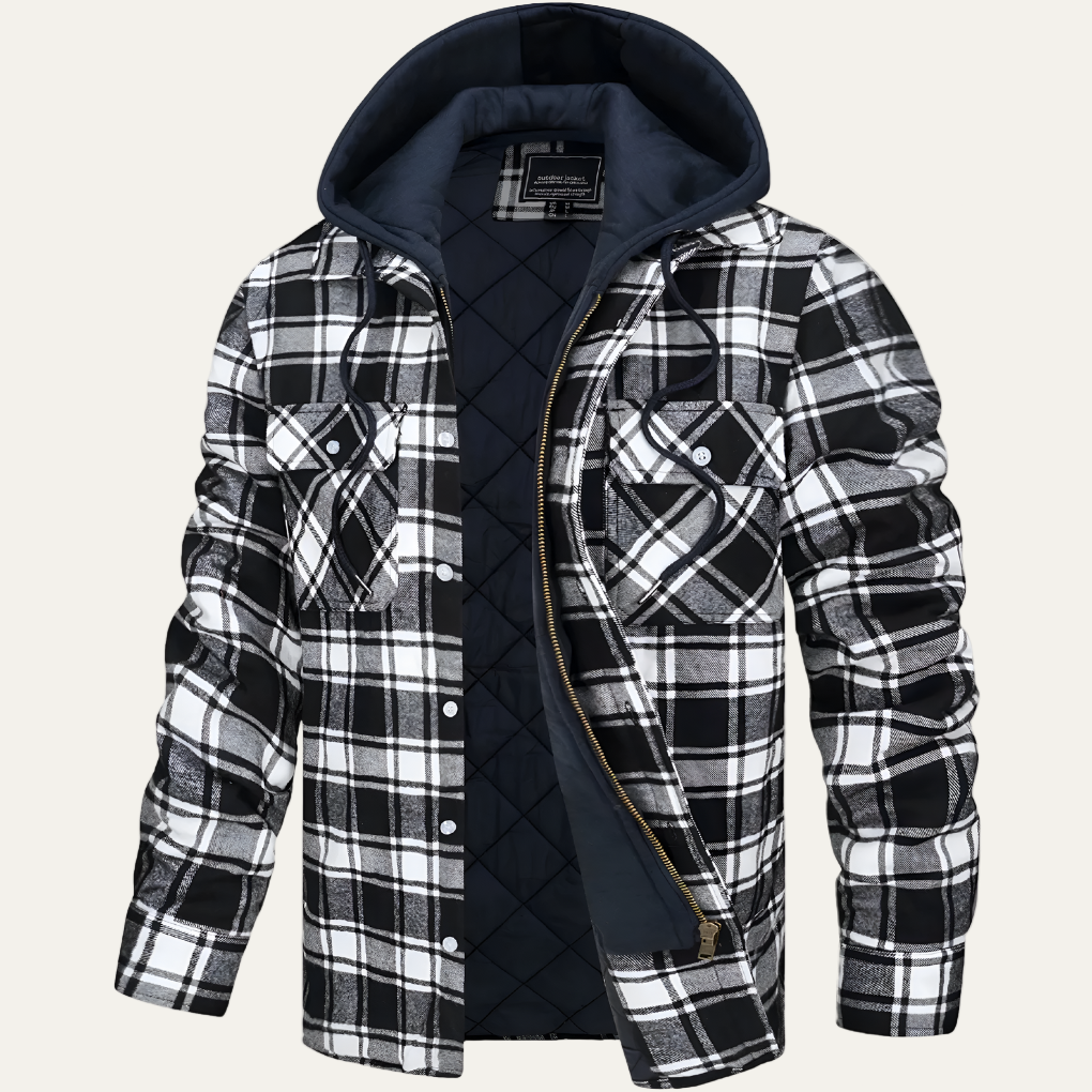 Men’s Versatile Plaid Flannel Jacket with Removable Hood