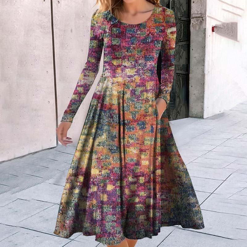 Bright Floral Knee Length Summer Dress for Women - BritishElegance