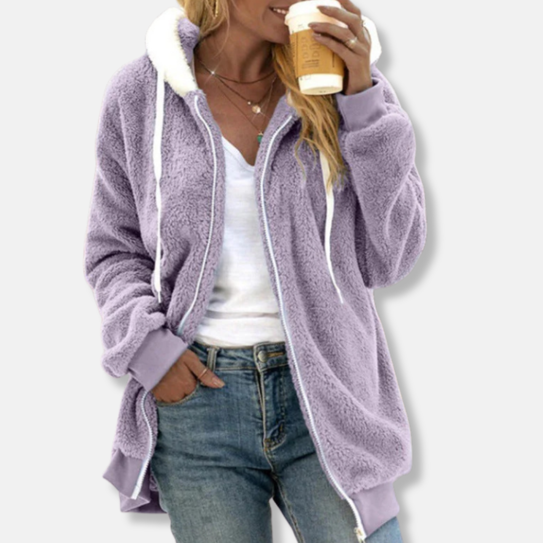 Lily  Loose Fit Hooded Jacket | Full Zip Drawstring Hooded Jacket
