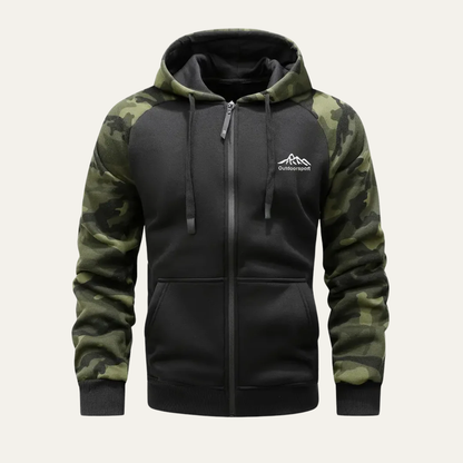 Men’s Camouflage Sleeve Sporty Zip Up Hoodie