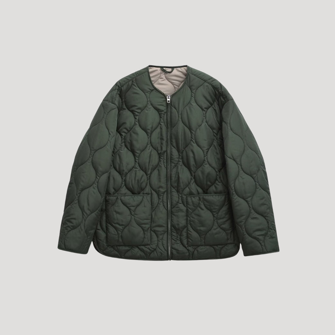 Women’s Wave Quilted Collarless Zip Jacket