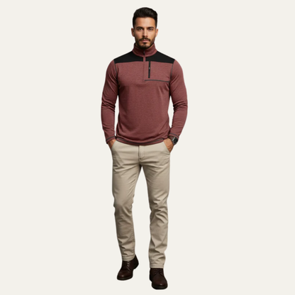 Men’s Quarter Zip Technical Pullover With Chest Pocket