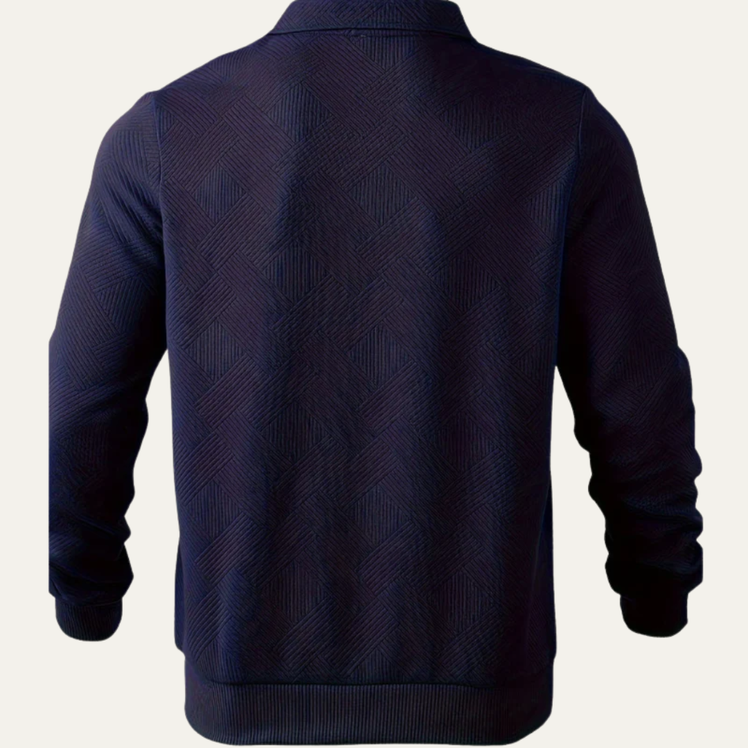 Men’s Textured Quarter Zipper Polo Sweater