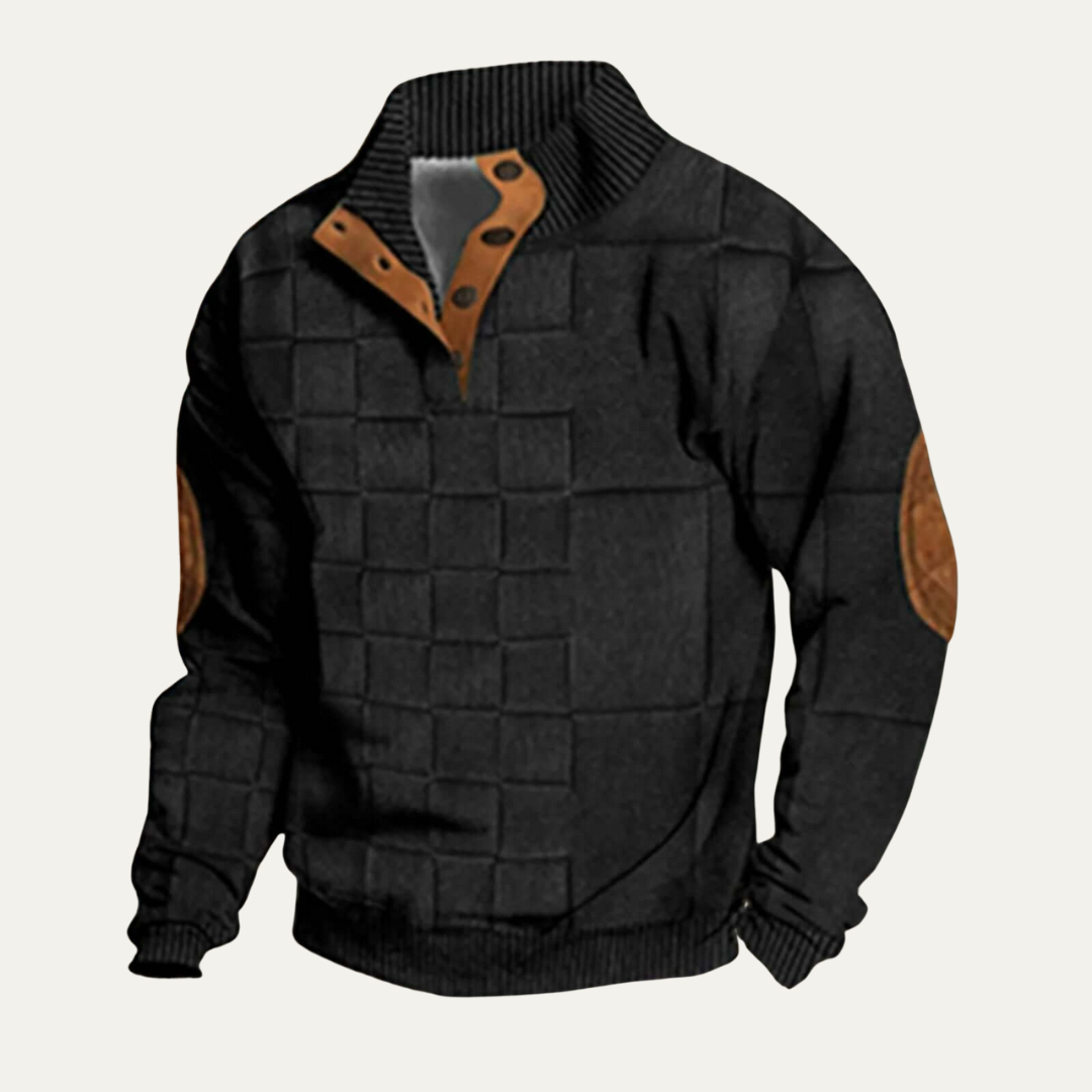 Men’s Quilted Funnel Neck Pullover Sweater
