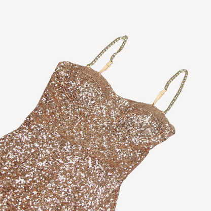 Women's Sequin Midi Dress – Gold Evening Gown