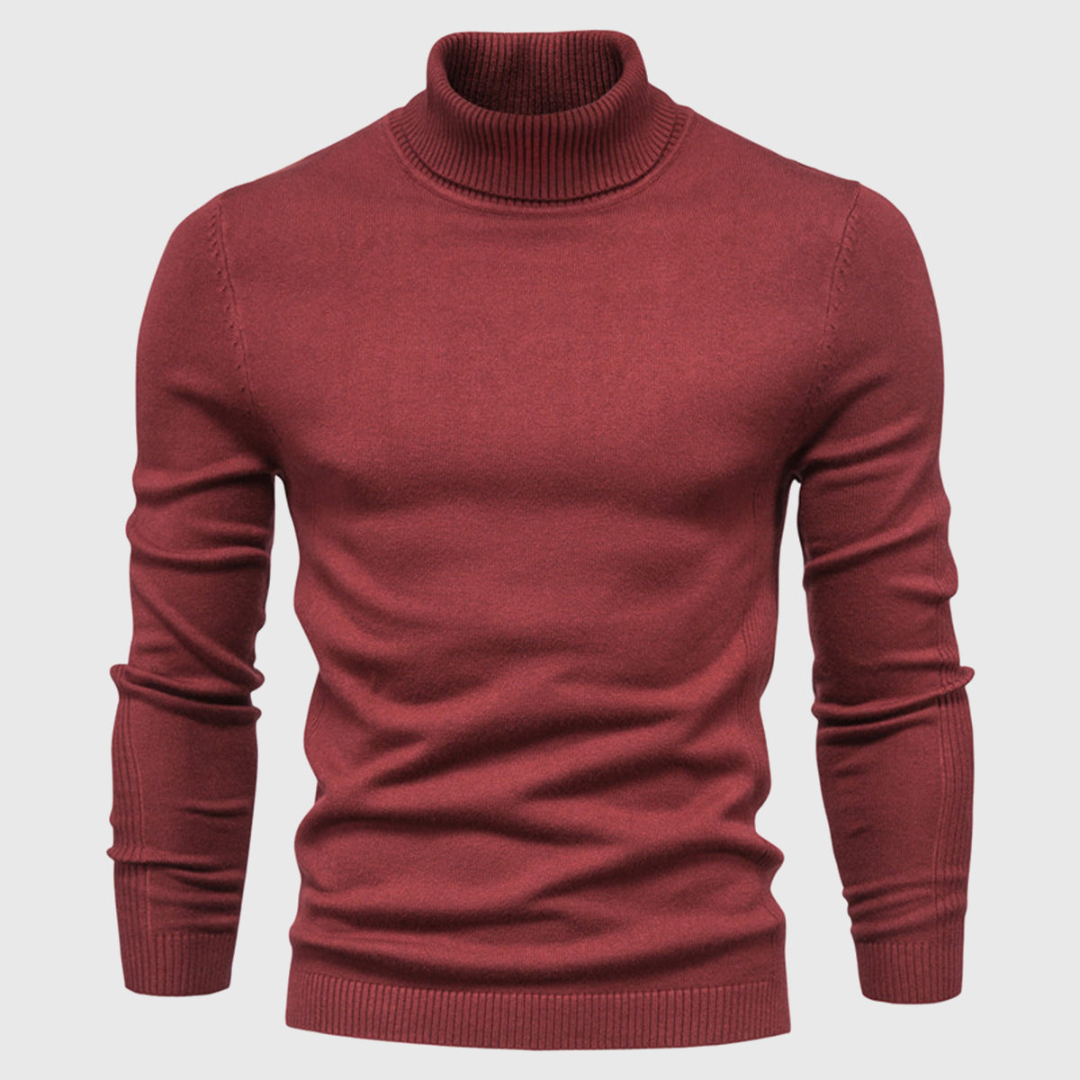 Men’s Plain Knit Turtleneck Sweater