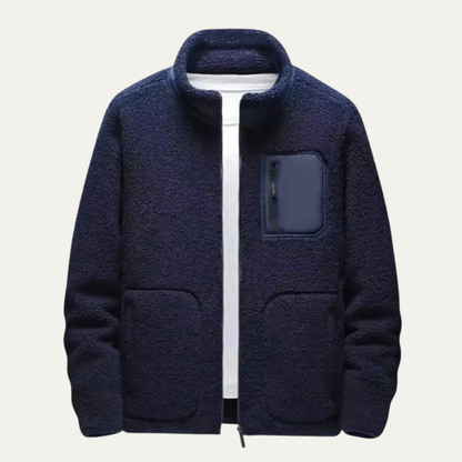 Men’s Plush Fleece Jacket with Contrast Chest Pocket