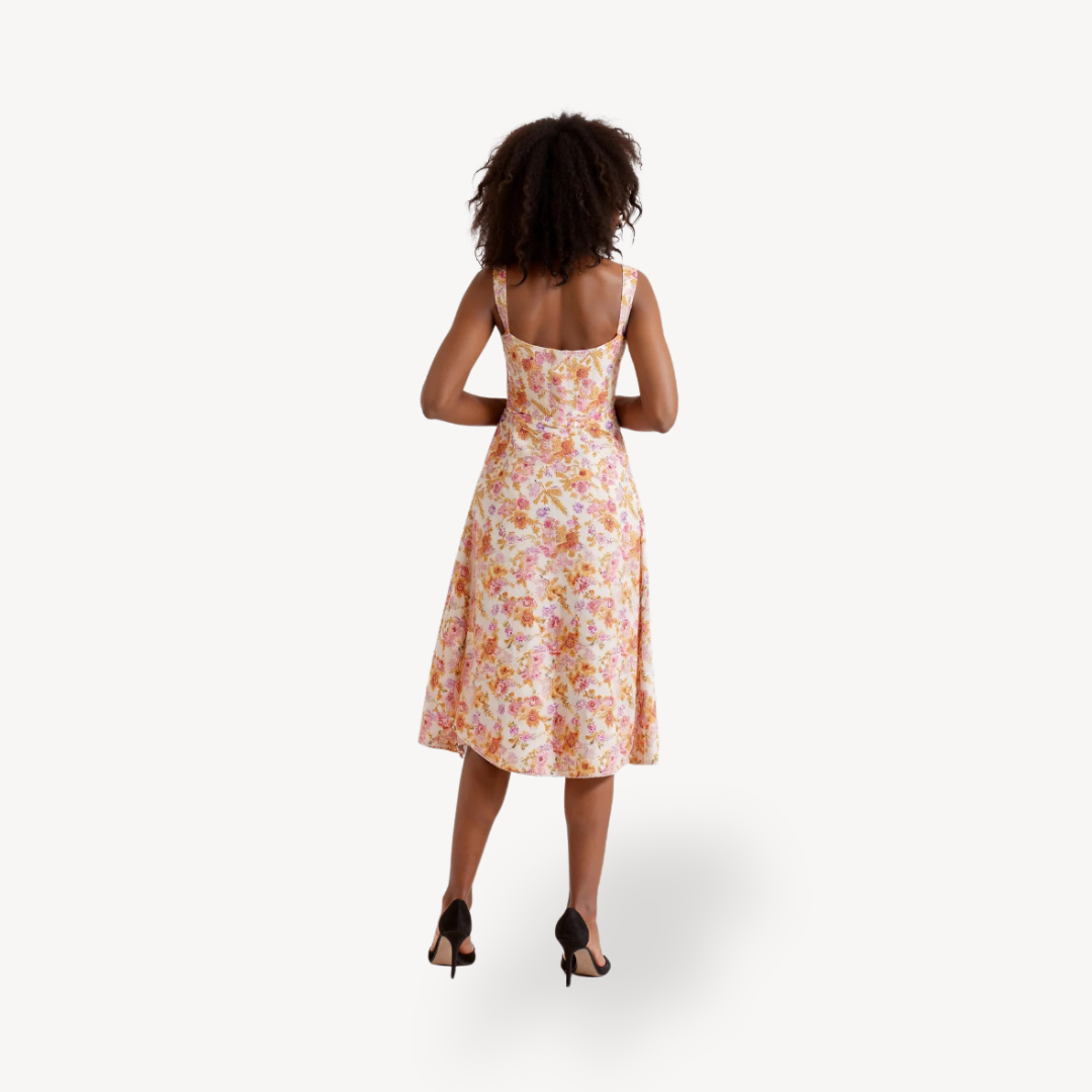 Women's Floral Print Midi Dress Cotton