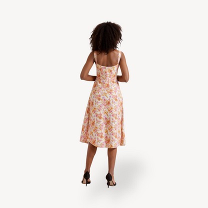 Women's Floral Print Midi Dress Cotton