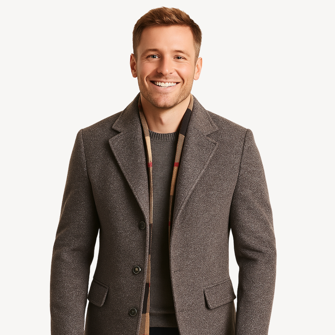 Wool Blend Trench Coat for Men