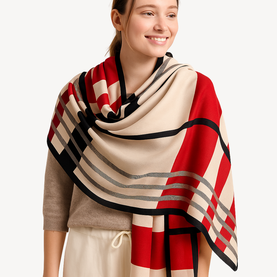 Plaid Pattern Shawl for Women