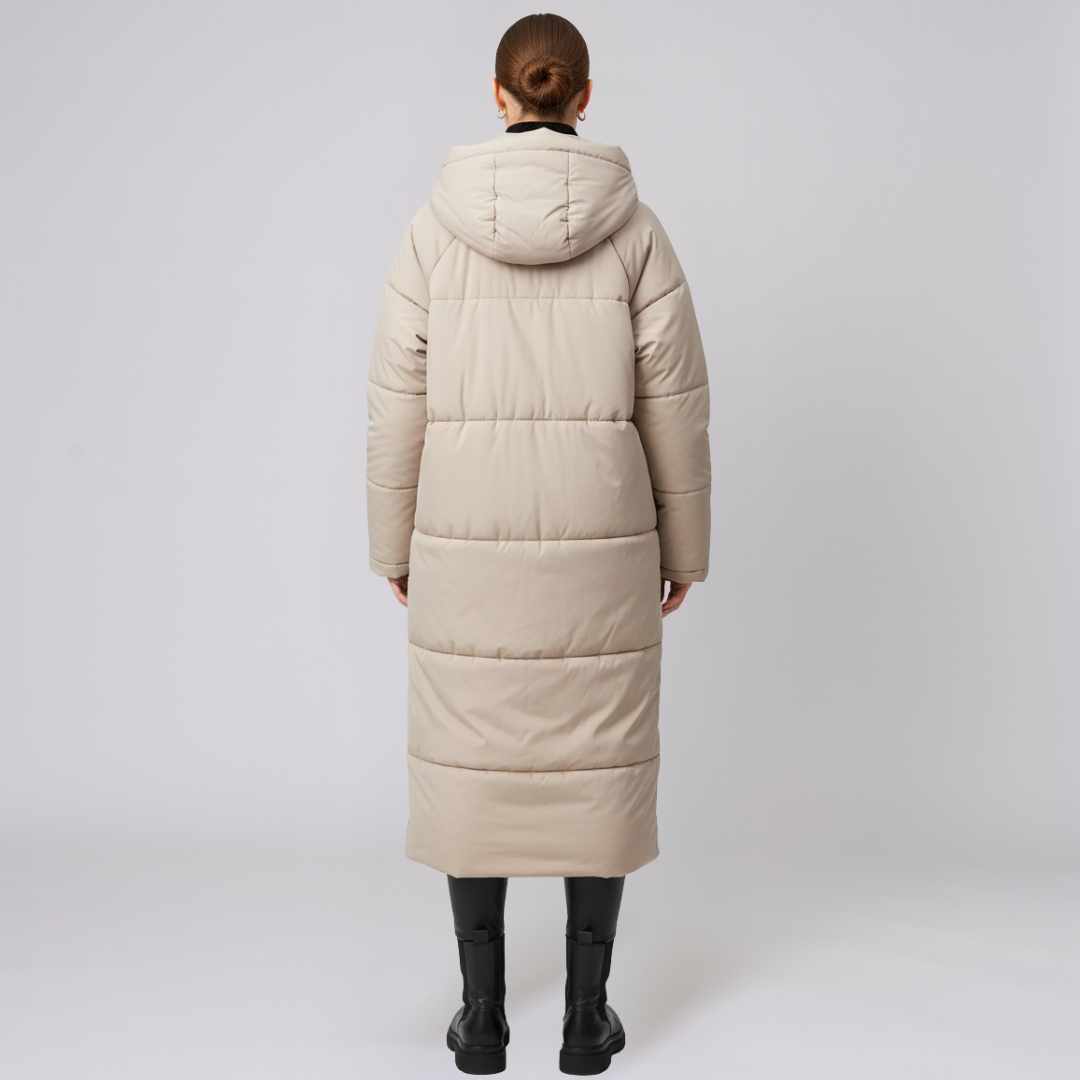 Yvonne | Puffer Coat - Quilted Full-Length Oversized Hooded Outerwear for Women