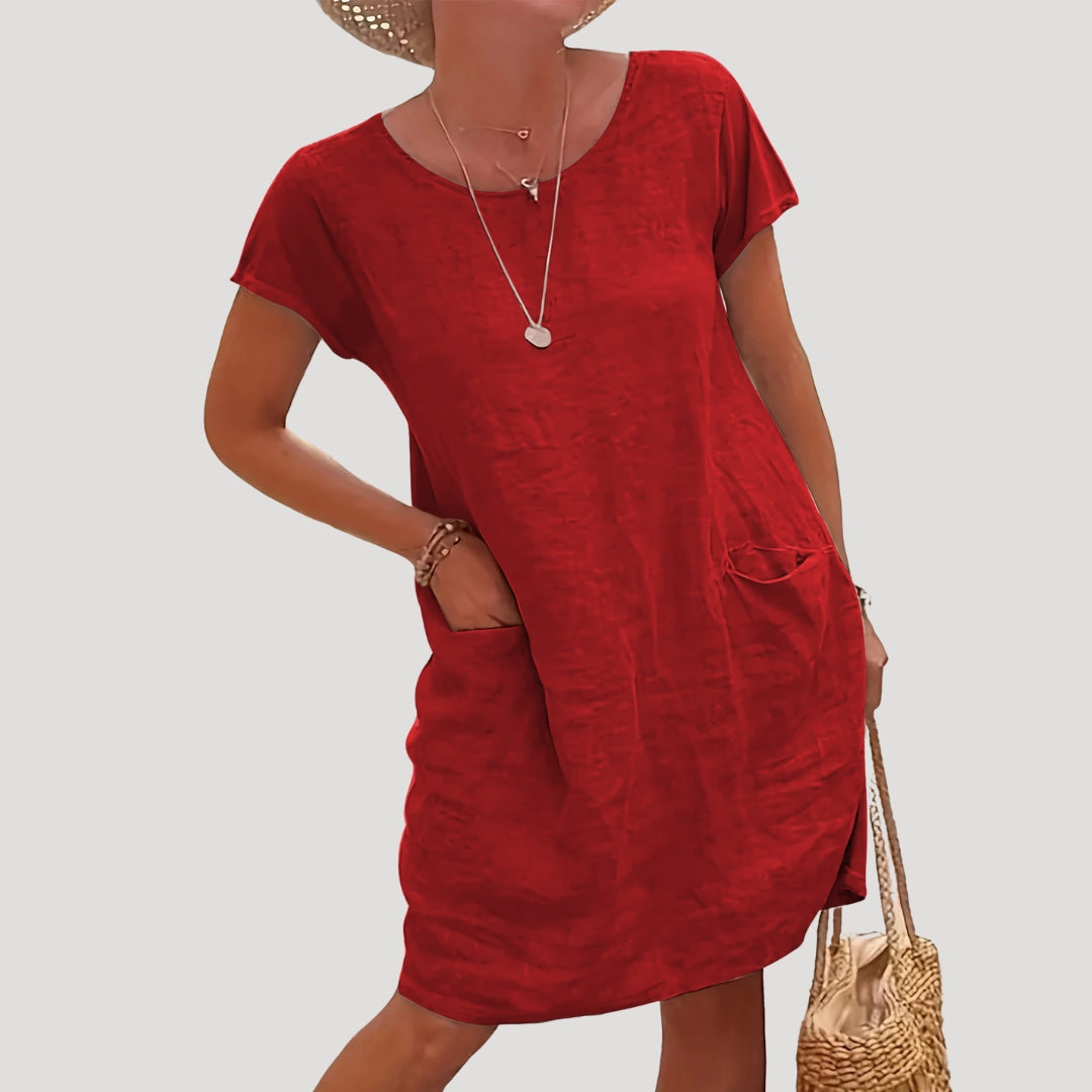 Comfy Ladies Summer Short Sleeve Midi Dress