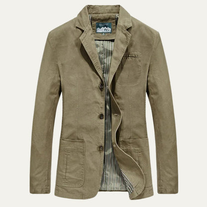Men’s Casual Cotton Blazer with Patch Pockets
