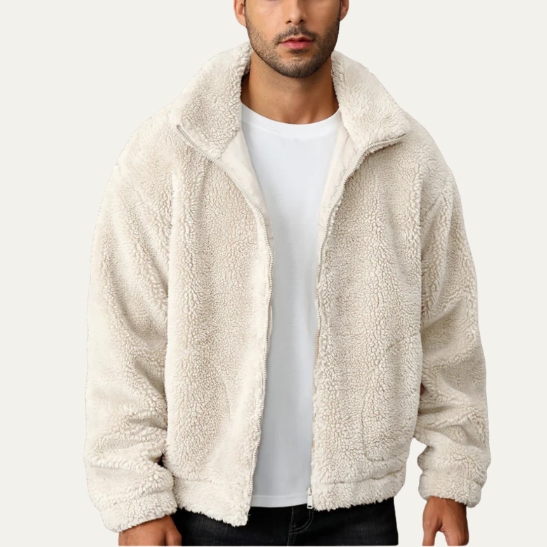 Men’s Casual Fleece Sheepskin Look Jacket
