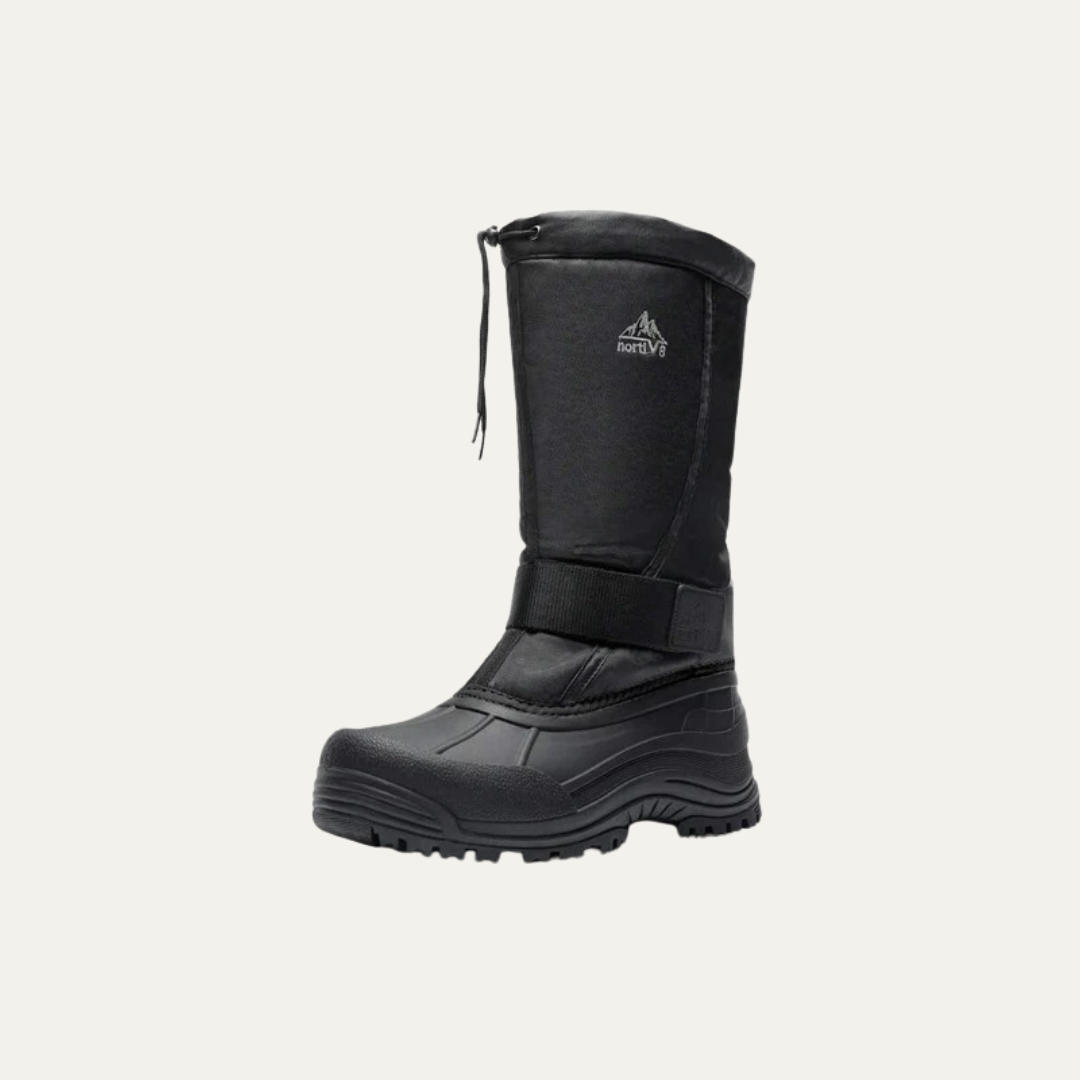Men’s Tall Rugged Winter Snow Boots with Strap and Drawstring