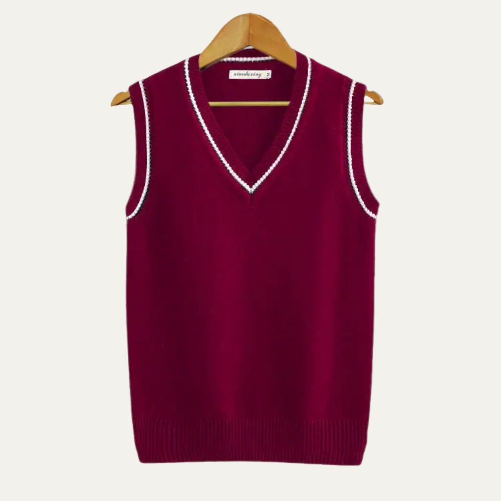 Men’s Textured V Neck Striped Sweater Vest