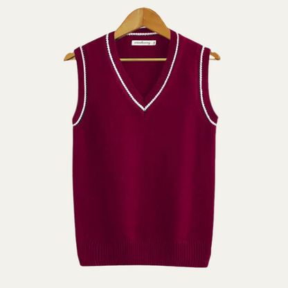 Men’s Textured V Neck Striped Sweater Vest