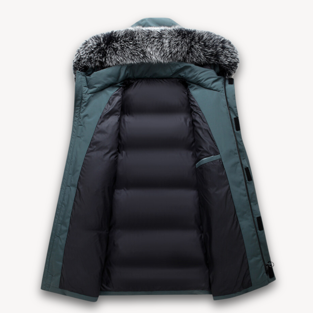 Men's Waterproof Parka Coat - Faux Fur Hood